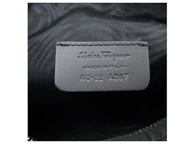 Salvatore Ferragamo Borsa a pochette Ferragamo Gancini Logo Canvas Leather Silver Black - vista 21