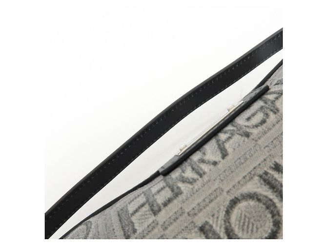 Salvatore Ferragamo Borsa a pochette Ferragamo Gancini Logo Canvas Leather Silver Black - vista 8