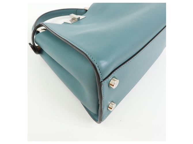 FENDI Peekaboo Iconic Essentially Borsa a mano 2Way in pelle Blu 8BN302 - vista 10