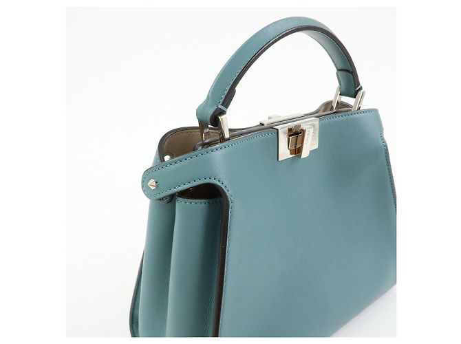 FENDI Peekaboo Iconic Essentially Borsa a mano 2Way in pelle Blu 8BN302 - vista 13