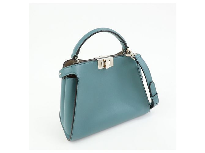 FENDI Peekaboo Iconic Essentially Borsa a mano 2Way in pelle Blu 8BN302 - vista 4