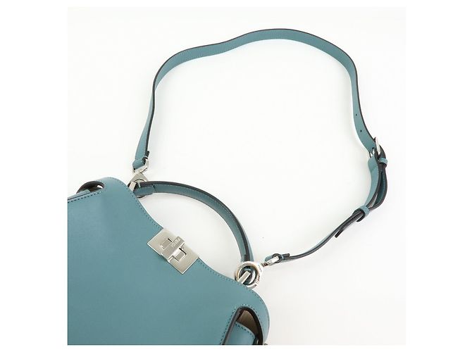 FENDI Peekaboo Iconic Essentially Borsa a mano 2Way in pelle Blu 8BN302 - vista 6