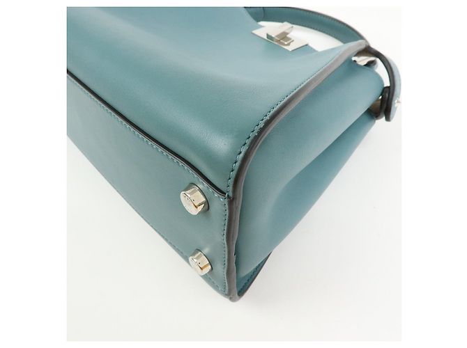FENDI Peekaboo Iconic Essentially Borsa a mano 2Way in pelle Blu 8BN302 - vista 9