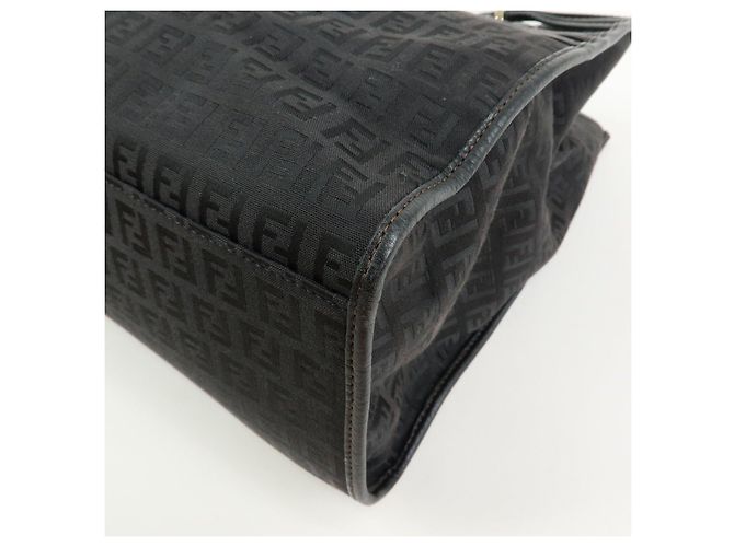FENDI Borsa a spalla e tote in pelle e tela Zucchino Marrone 8BH153 - vista 11