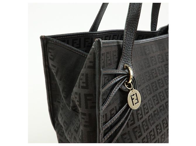 FENDI Borsa a spalla e tote in pelle e tela Zucchino Marrone 8BH153 - vista 13
