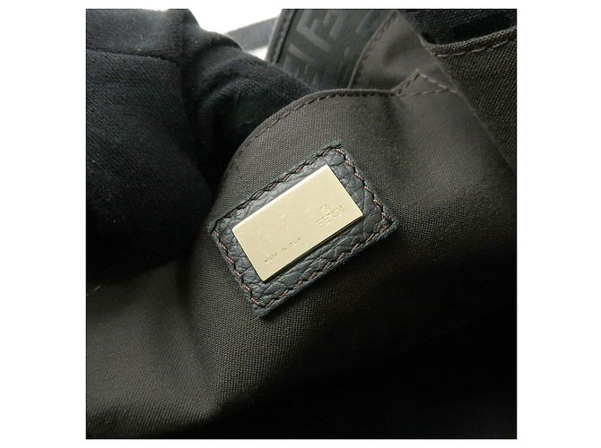 FENDI Borsa a spalla e tote in pelle e tela Zucchino Marrone 8BH153 - vista 18