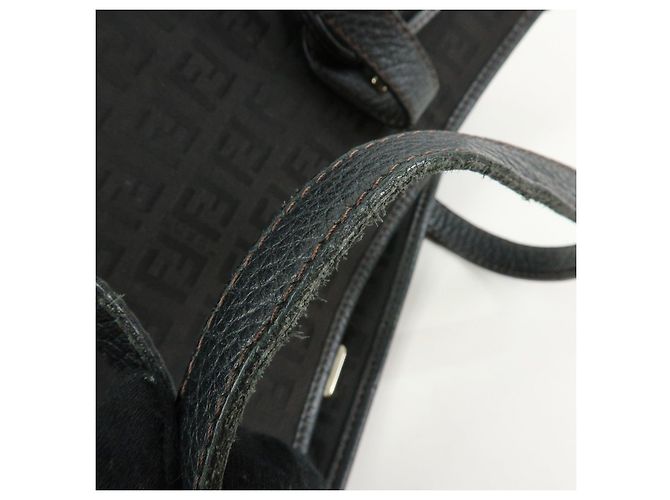FENDI Borsa a spalla e tote in pelle e tela Zucchino Marrone 8BH153 - vista 7