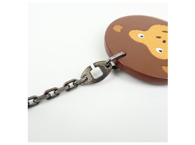 Hermès Portachiavi HERMES Monkey in pelle Brown Yellow - vista 10