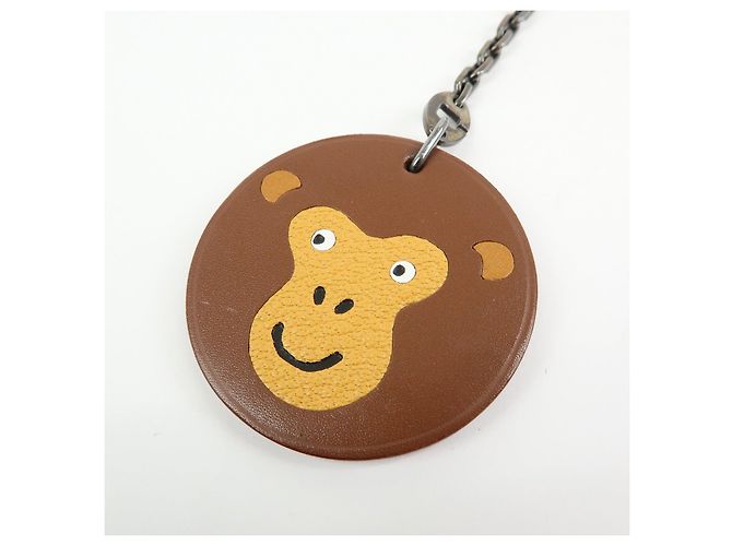 Hermès Portachiavi HERMES Monkey in pelle Brown Yellow - vista 3