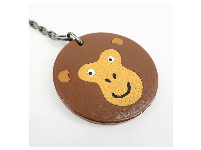 Hermès Portachiavi HERMES Monkey in pelle Brown Yellow - vista 4