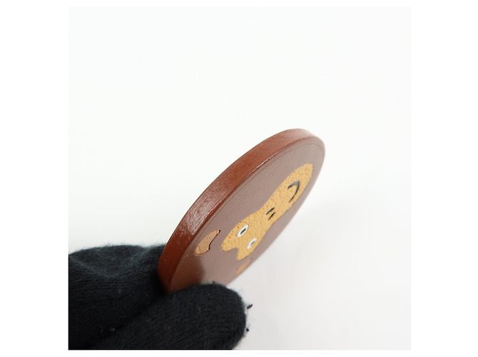 Hermès Portachiavi HERMES Monkey in pelle Brown Yellow - vista 7