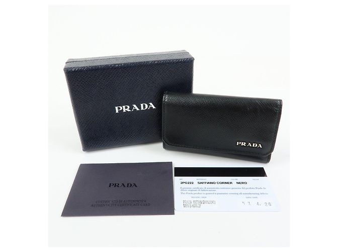 PRADA Saffiano Leather 6 Ring Key Case Key Holder Black 2PG222 - view 22