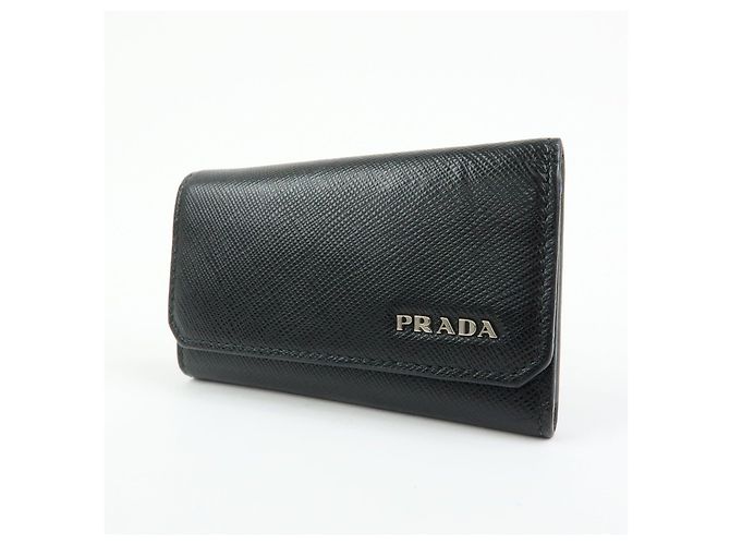 PRADA Saffiano Leather 6 Ring Key Case Key Holder Black 2PG222 - view 3
