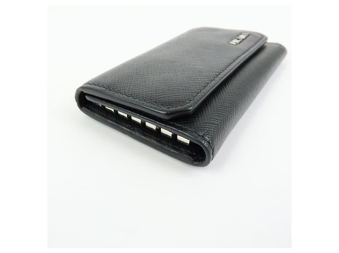 PRADA Saffiano Leather 6 Ring Key Case Key Holder Black 2PG222 - view 6