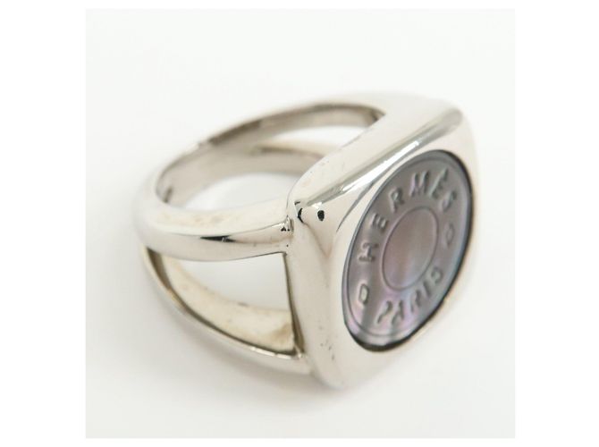 Hermès HERMES Sellier Corozo Metal Shell Ring Silber Ring US5.5 EU51 - Ansicht 2