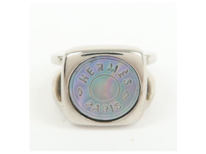 Hermès HERMES Sellier Corozo Metal Shell Ring Silber Ring US5.5 EU51 - Ansicht 3