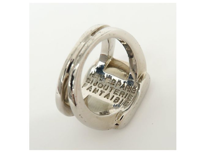 Hermès HERMES Sellier Corozo Metal Shell Ring Silber Ring US5.5 EU51 - Ansicht 8