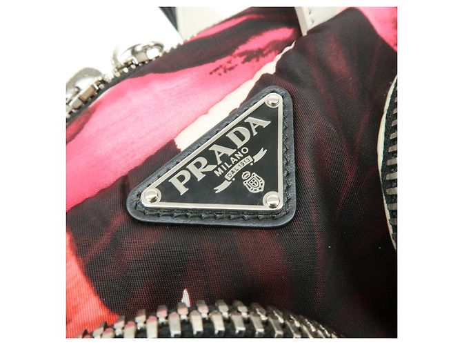 PRADA Triangle Logo Nylon Leder 2Way Bag Handtasche White Pink 1BB062 - Ansicht 6