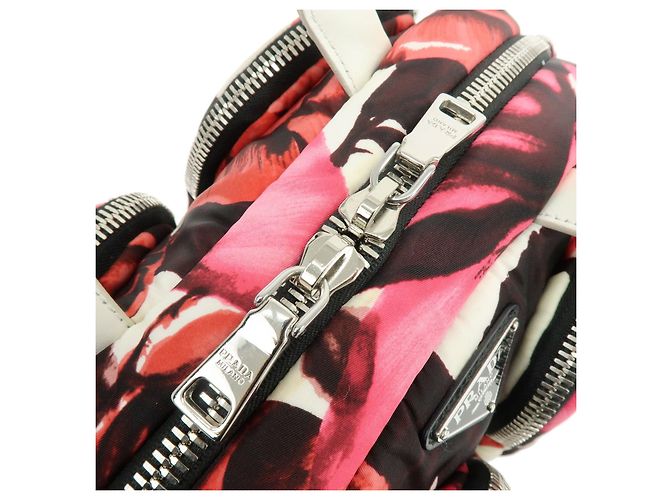 PRADA Triangle Logo Nylon Leder 2Way Bag Handtasche White Pink 1BB062 - Ansicht 7