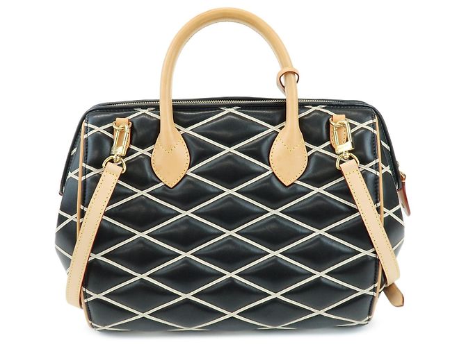Louis Vuitton Malletage Doc PM Lamb Skin 2Way Bag Noir White M50002 - vista 2