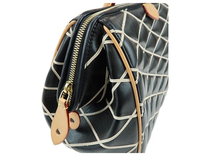 Louis Vuitton Malletage Doc PM Lamb Skin 2Way Bag Noir White M50002 - vista 7