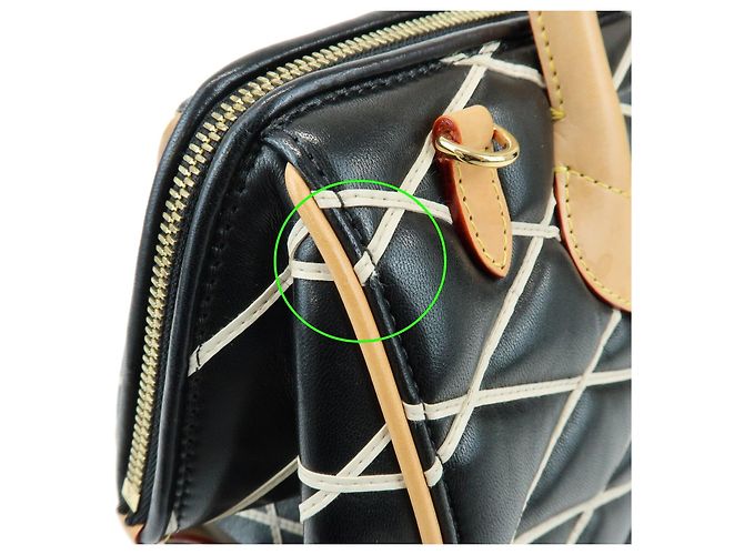 Louis Vuitton Malletage Doc PM Lamb Skin 2Way Bag Noir White M50002 - vista 8