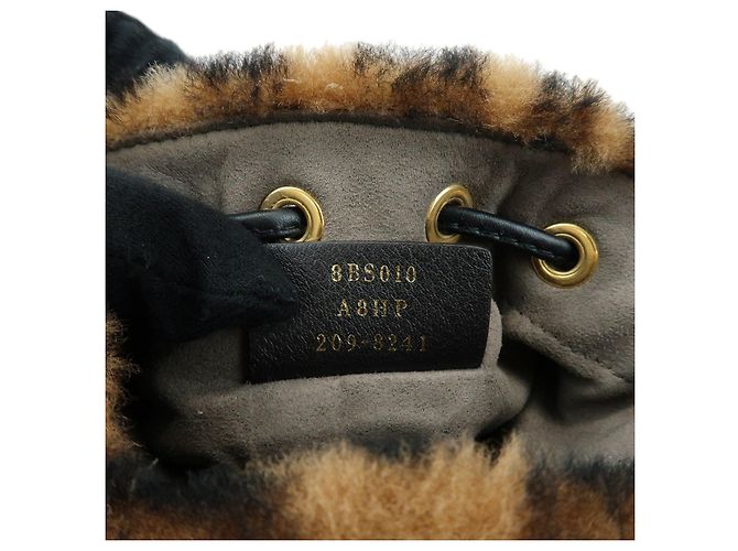 FENDI Zucca Mon Tresor Mouton Leather 2Way Hand Bag Brown Black 8BS010 - vista 12
