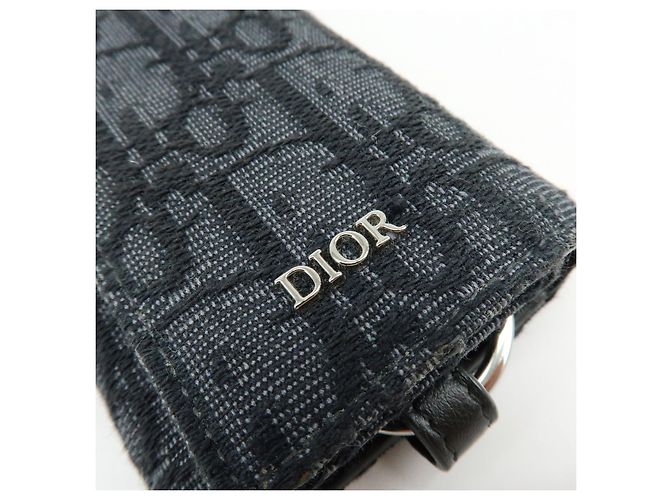 Christian Dior Oblique Canvas Leather 6 Rings Key Case Black - vista 12