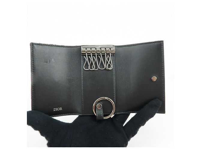 Christian Dior Oblique Canvas Leather 6 Rings Key Case Black - vista 13