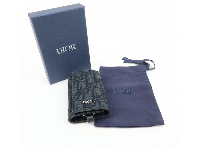 Christian Dior Oblique Canvas Leather 6 Rings Key Case Black - vista 18