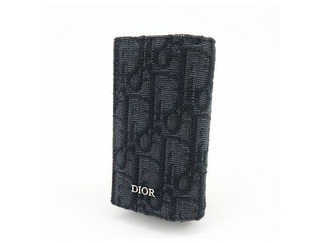 Christian Dior Oblique Canvas Leather 6 Rings Key Case Black - vista 3