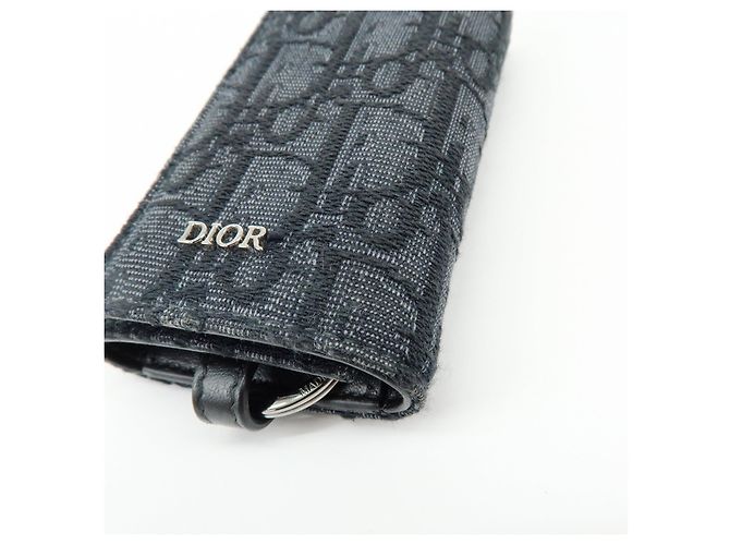 Christian Dior Oblique Canvas Leather 6 Rings Key Case Black - vista 6
