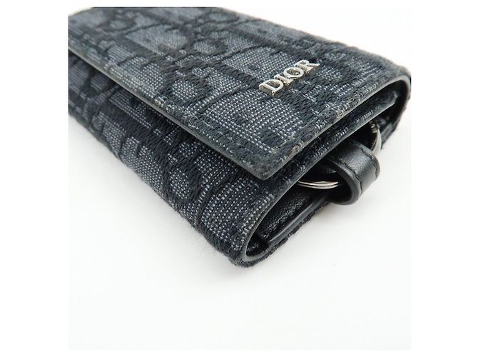 Christian Dior Oblique Canvas Leather 6 Rings Key Case Black - vista 7