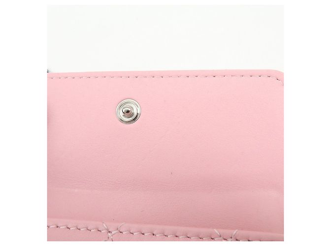 Autre Marque CHANEL COCO Mark Wild Stitch Calf Skin Tri-Fold Compact Wallet Pink - vista 17