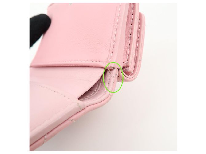 Autre Marque CHANEL COCO Mark Wild Stitch Calf Skin Tri-Fold Compact Wallet Pink - vista 20