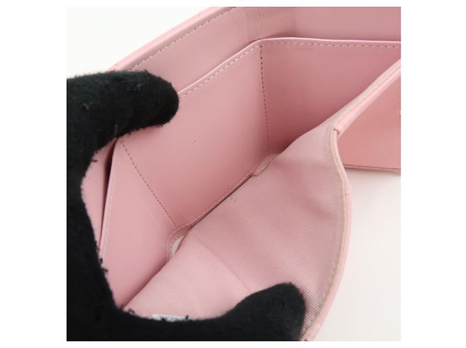 Autre Marque CHANEL COCO Mark Wild Stitch Calf Skin Tri-Fold Compact Wallet Pink - vista 21
