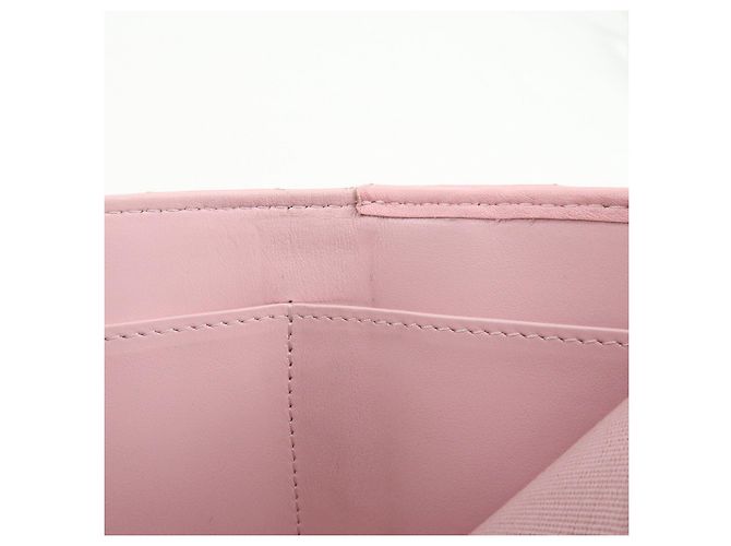 Autre Marque CHANEL COCO Mark Wild Stitch Calf Skin Tri-Fold Compact Wallet Pink - vista 22