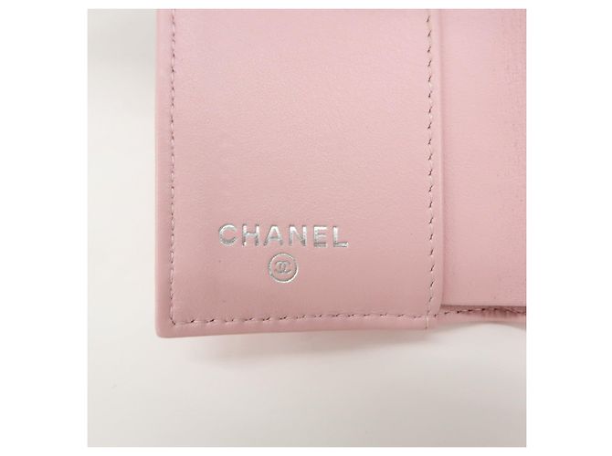Autre Marque CHANEL COCO Mark Wild Stitch Calf Skin Tri-Fold Compact Wallet Pink - vista 23