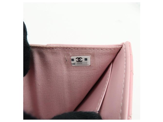 Autre Marque CHANEL COCO Mark Wild Stitch Calf Skin Tri-Fold Compact Wallet Pink - vista 24