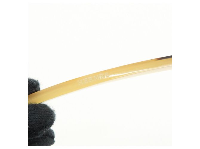 Hermès Fermi capelli Hermes Rocaille in corno di bufalo H Logo Beige Brown - vista 10
