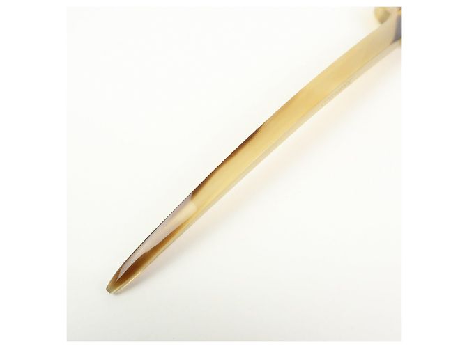 Hermès Fermi capelli Hermes Rocaille in corno di bufalo H Logo Beige Brown - vista 5