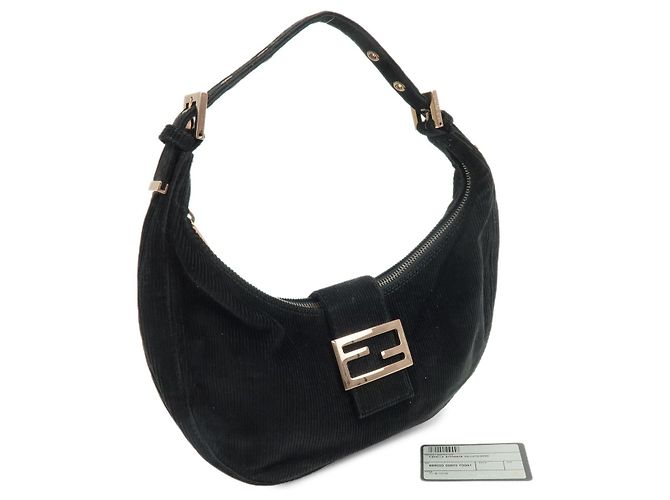 FENDI Borsa a mano e a tracolla in velluto a coste Nero 8BR020 - vista 12