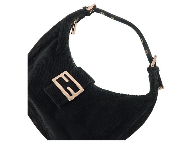 FENDI Borsa a mano e a tracolla in velluto a coste Nero 8BR020 - vista 4
