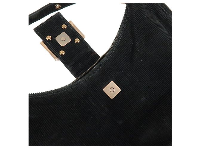 FENDI Borsa a mano e a tracolla in velluto a coste Nero 8BR020 - vista 8