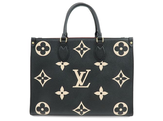Louis Vuitton Bicolor Monogram Empreinte On The Go MM Noir Beige M45495 - vista 2