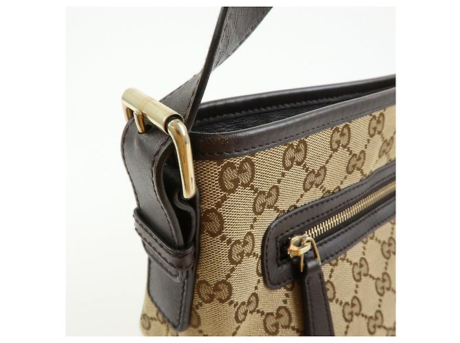 Borsa a spalla e a tracolla GUCCI in tela e pelle Beige Brown 388930 - vista 15