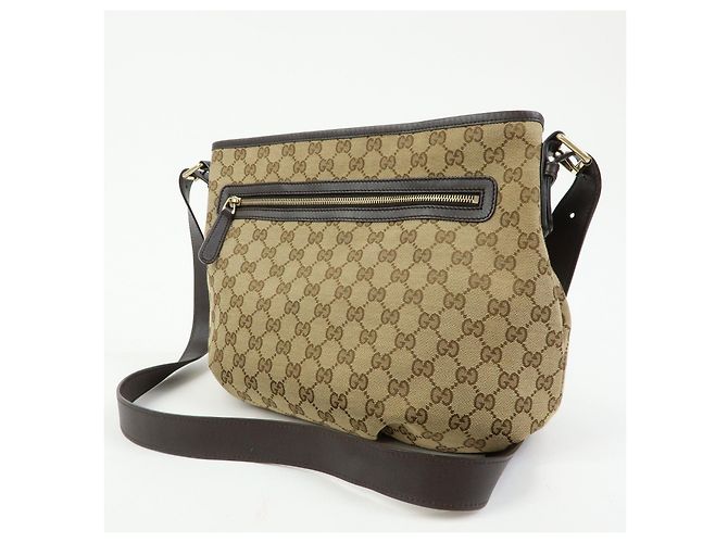 Borsa a spalla e a tracolla GUCCI in tela e pelle Beige Brown 388930 - vista 3