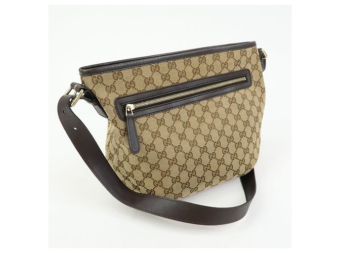 Borsa a spalla e a tracolla GUCCI in tela e pelle Beige Brown 388930 - vista 4