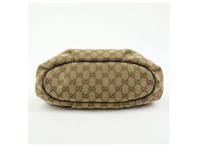 Borsa a spalla e a tracolla GUCCI in tela e pelle Beige Brown 388930 - vista 5