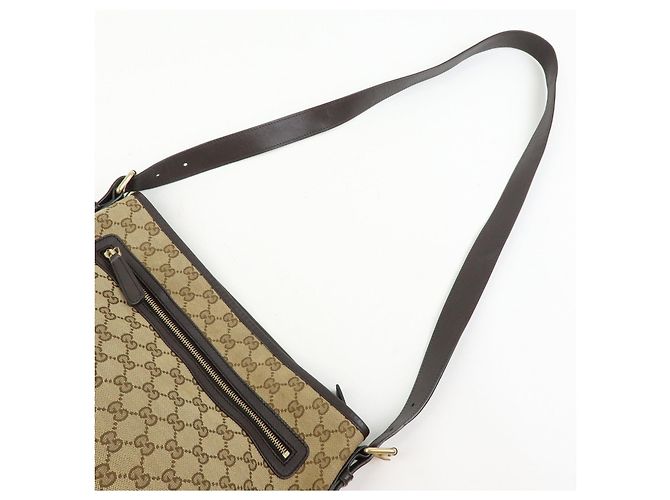 Borsa a spalla e a tracolla GUCCI in tela e pelle Beige Brown 388930 - vista 6
